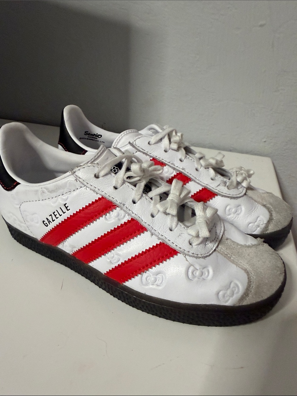 adidas White and Red hello kitty Gazelle Classic Sneakers